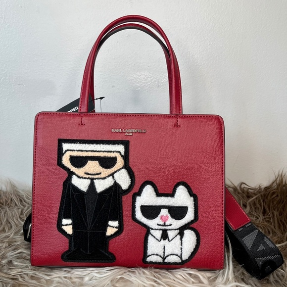 ❌SOLD❌ Karl Lagerfeld Paris Maybelle Red Top Handle Satchel Crossbody Bag NWT - Picture 2 of 9
